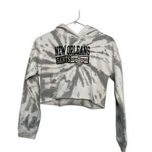 NFL Girls size Large New Orleans Saints Tie-Dye Cropped Hoodie NWT